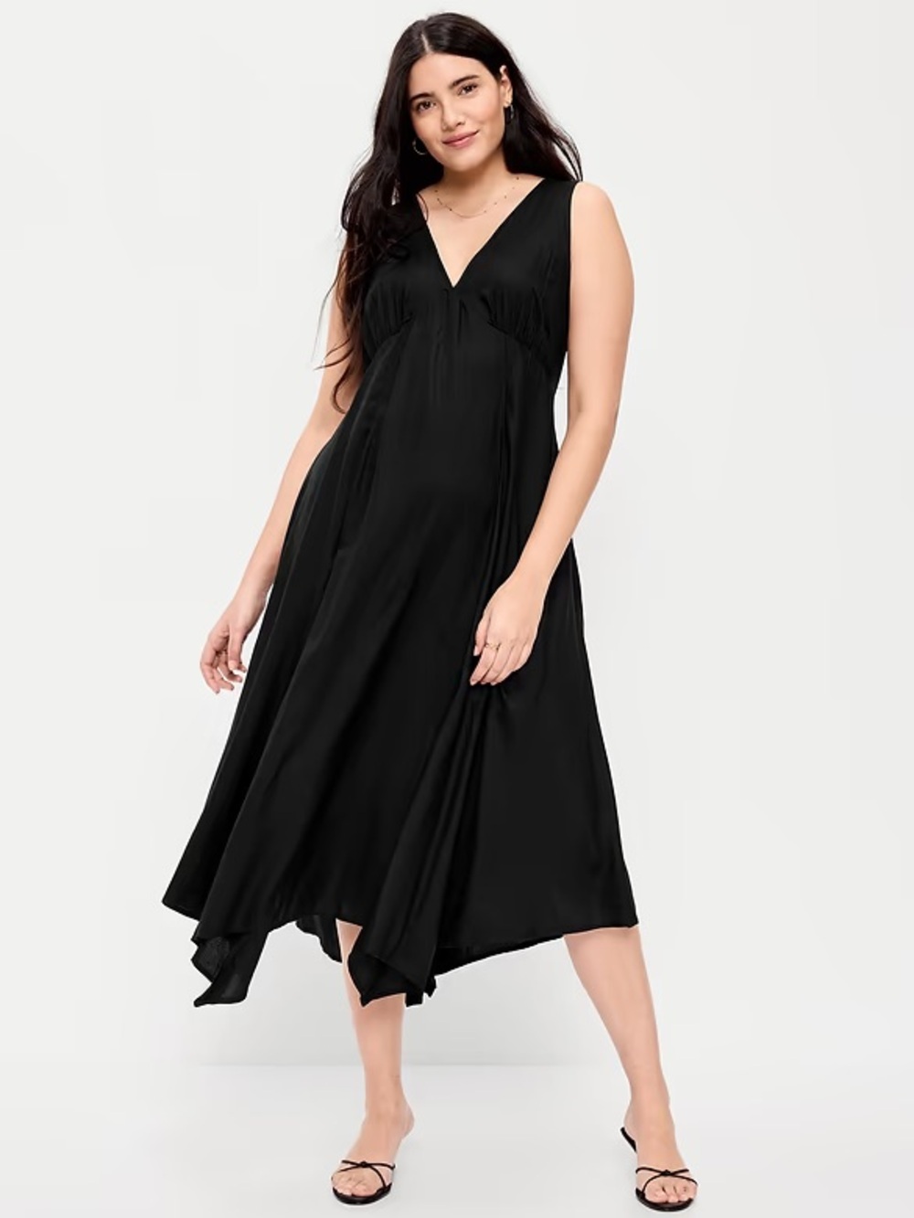 NEW! Old Navy Black Handkerchief Hem Midi Dress - Size L & XL 🪽